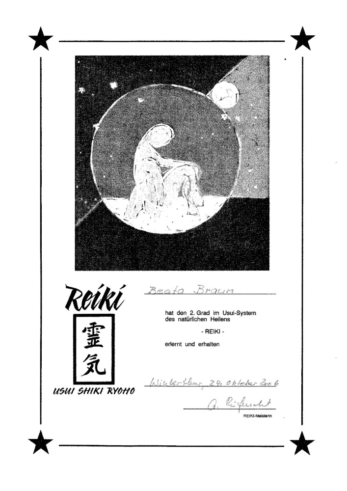 Beata Kulak Certyfikat Reiki II